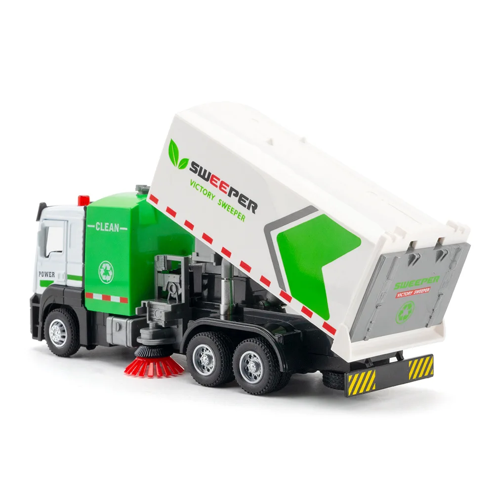 1:32 Alloy City Environmental Sanitation Sweeper Truck Car Model Metal Diecast Pull Back Vehicle Sound Light Children Toys