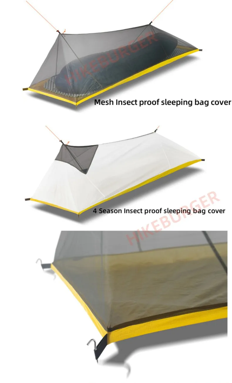 HIKEBURGER Jian Outdoor 1P Innenzelt Camping Biwak Insektenschutz-Schlafsack-Set Ultraleichtes Bergsteiger-Zelt ohne Stangen – Detail 2
