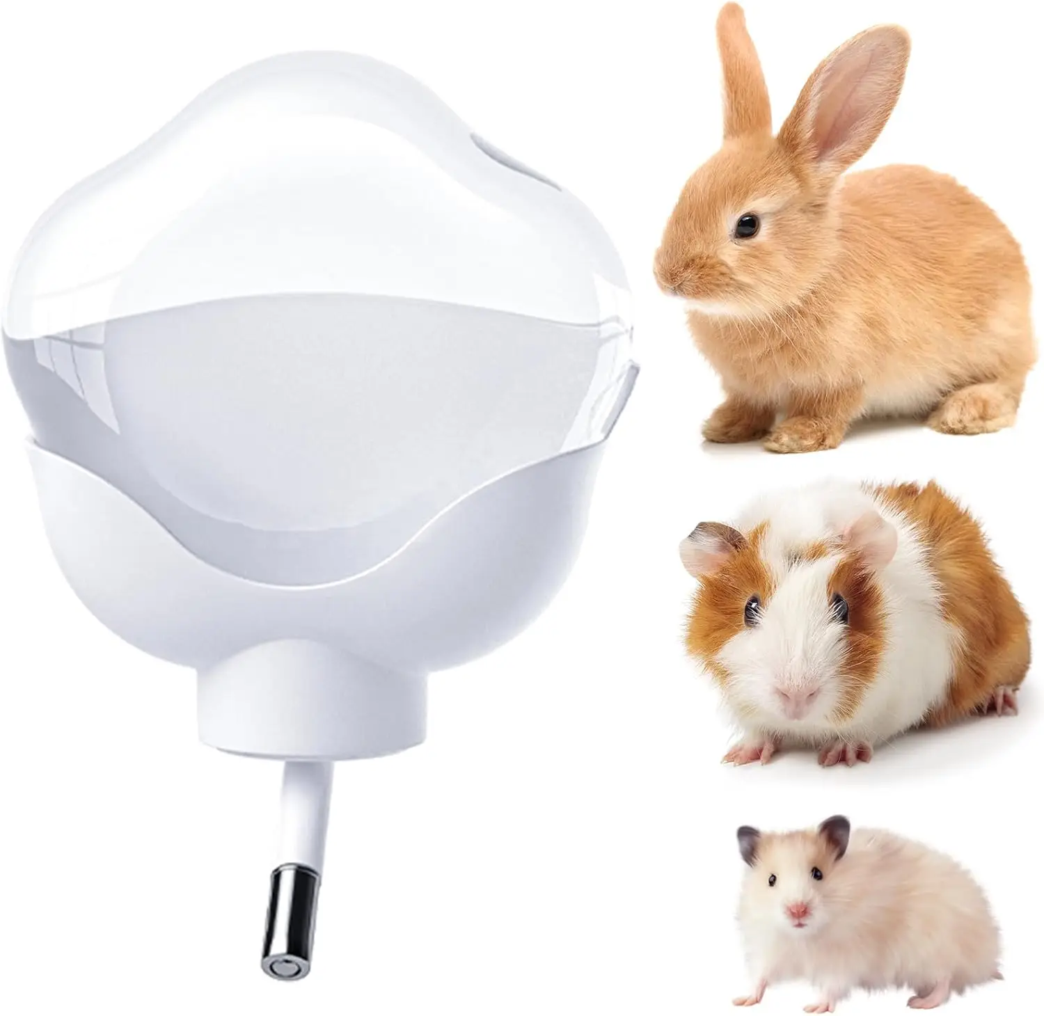 

Guinea Pig Water Bottle No Drip - 17oz Rabbit Water Dispenser for Cage Crate Flat Back Design for Syrian Dwarf Hamster