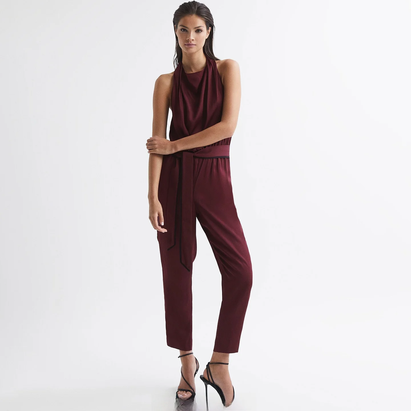 

Брюки прямого кроя Briti RS Simple с поясом, завышенной талией, свободным силуэтом, для работы и отдыха, цельный костюм