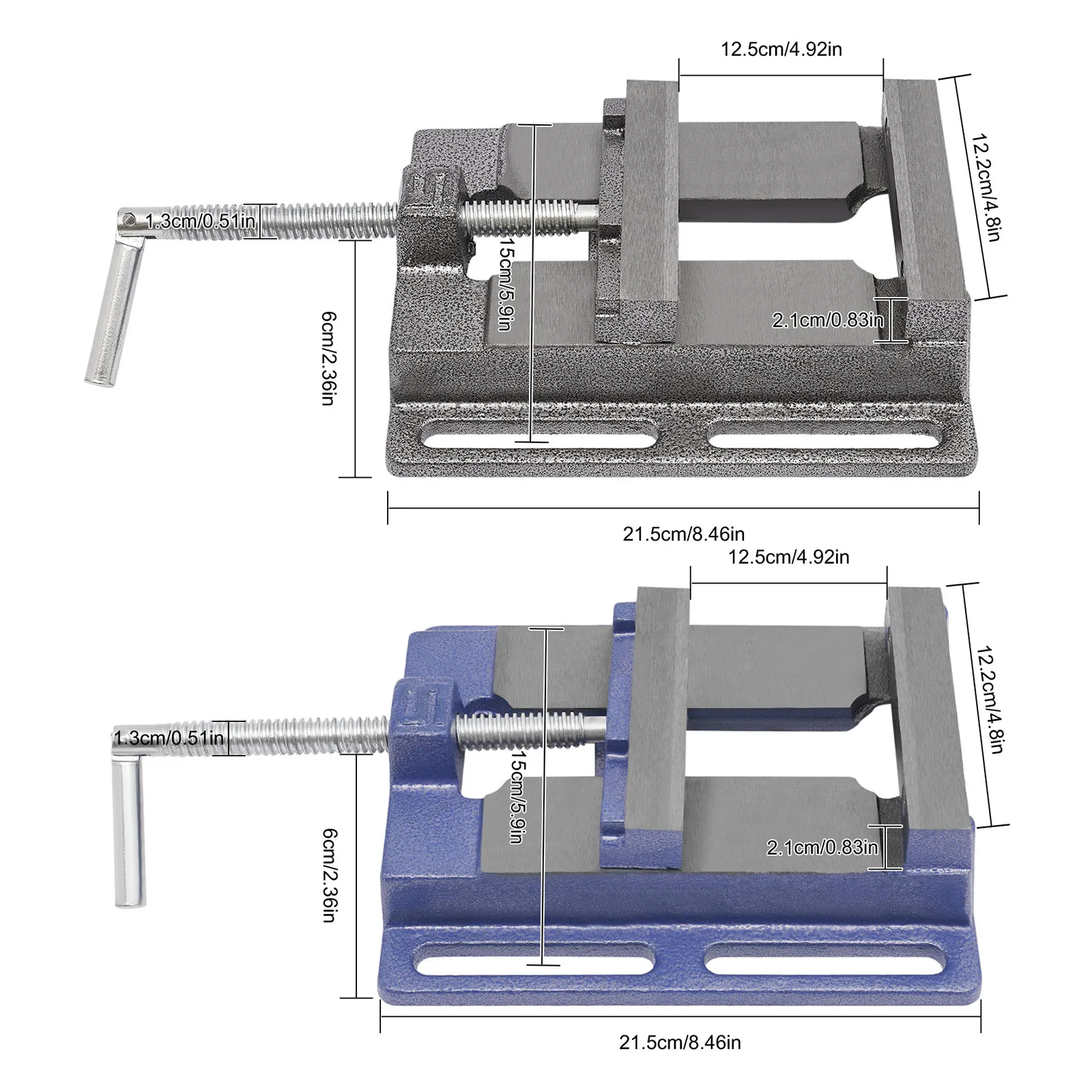 High Stability Machine Vise 125mm/5inch Rectangular Vise Workshop Drilling Machine Vise Blue/Black