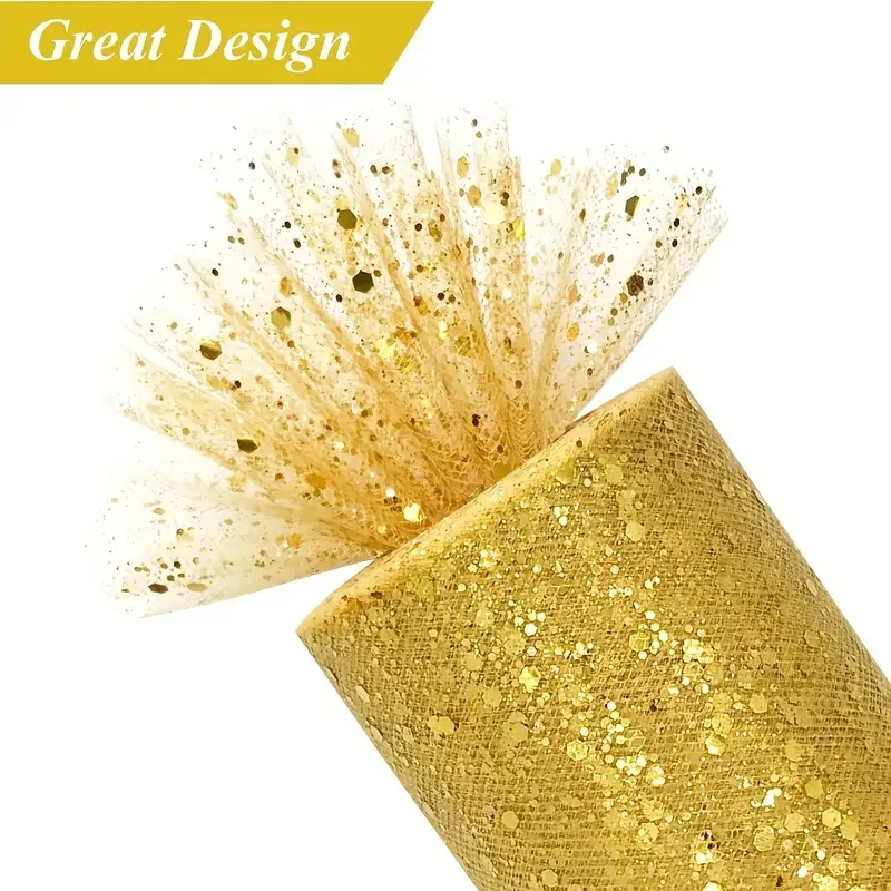 Glitter Pailletten Tule Roll 15Cm X 25 Yards Voor Bruiloft Decor Baby Shower En Diverse Partij Diy