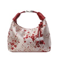 Portable Embroidered Chinese Style Shoulder Bag Fashion Versatile Hanfu Bucket Handbag Texture Pearl Pendant Cheongsam Bag Party