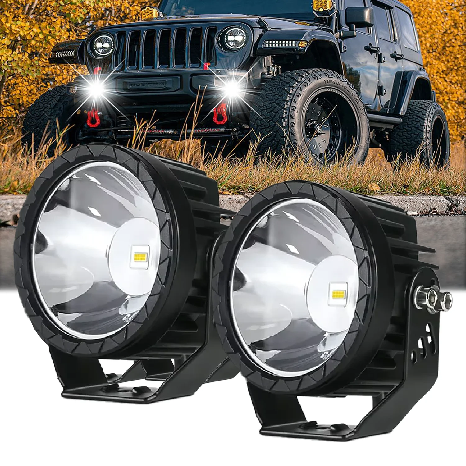 3.5 Inch 180W Round Spot Pods Light Bar High Bridges Vehicle Spotlight LED Bulbs for Brighter Long Range 4x4 Car Truck ATV SUV