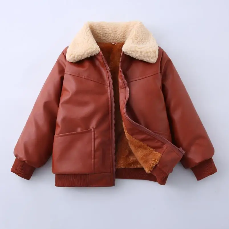 

Детская куртка 2026: Новая осенне-зимняя утепленная повседневная куртка для мальчиков из искусственной кожи на молнии с отложным воротником, для детей 3, 4, 5, 6, 8, 10, 12 лет
