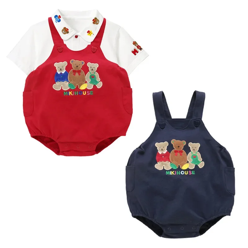 New Boys and Girls' Overalls Cartoon  Bear Friend Embroidered Chicken Trousers Backstraps Pants Baby Boy Clothes Roupa De Bebe