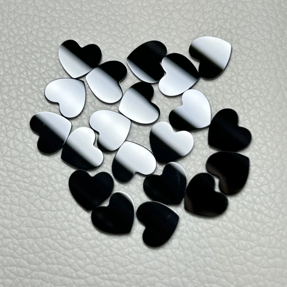 Hight Quality 10x9x2mm Natural Black Onyx Heart Shape Double Flat Gemstone for Earring Jewelry Making