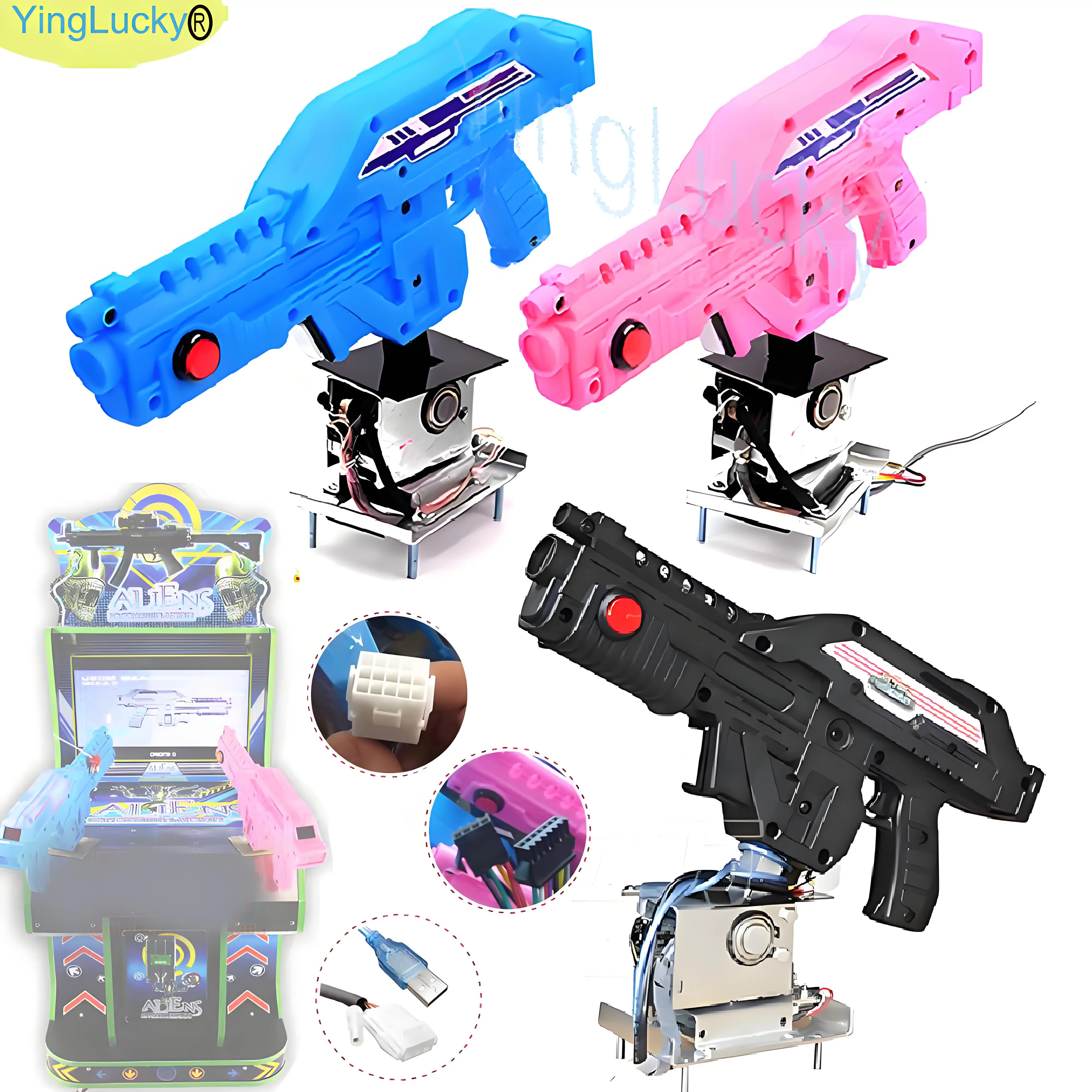 Arcade Solenoid Valve Gun Usb Connector Digital Vibration Firepower Aliens War Simulated Shoot Machinegun Game Pc Arcade Machine