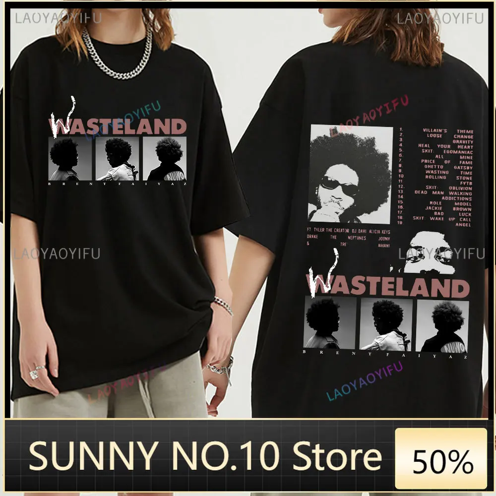 Brent Fairyaz T-shirt 2022 Music Album Wasteland Short Sleeve T-shirt Large Hip Hop Harajuku T-shirt