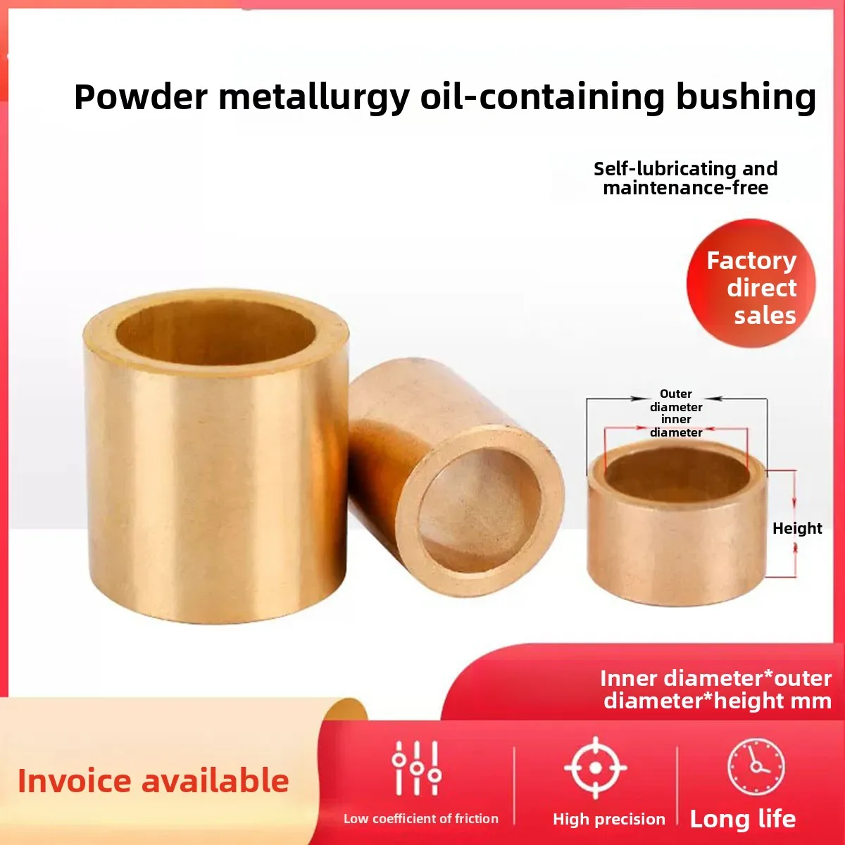 2/5/10pcs Oil-Free Self-Lubricating Composite Bearing Copper Shaft Bushing Inner Diameter 8 10 12mm Small Bushing