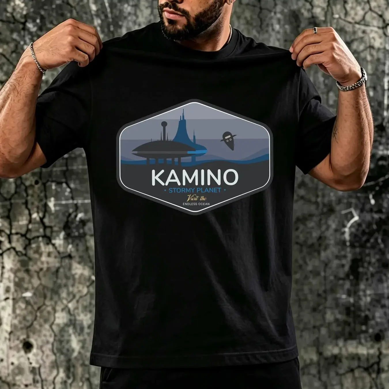 washed T Shirt Kamino Stormy Planet Visit the Endless Ocean Outer Rim Star Galaxy vintage Washed Soft Breathable homme