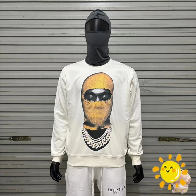 

24SS New Style Best Quality Orange Masked Man Printing IH NOM UH NIT PARIS Sweatshirts Black White Loose Pullovers