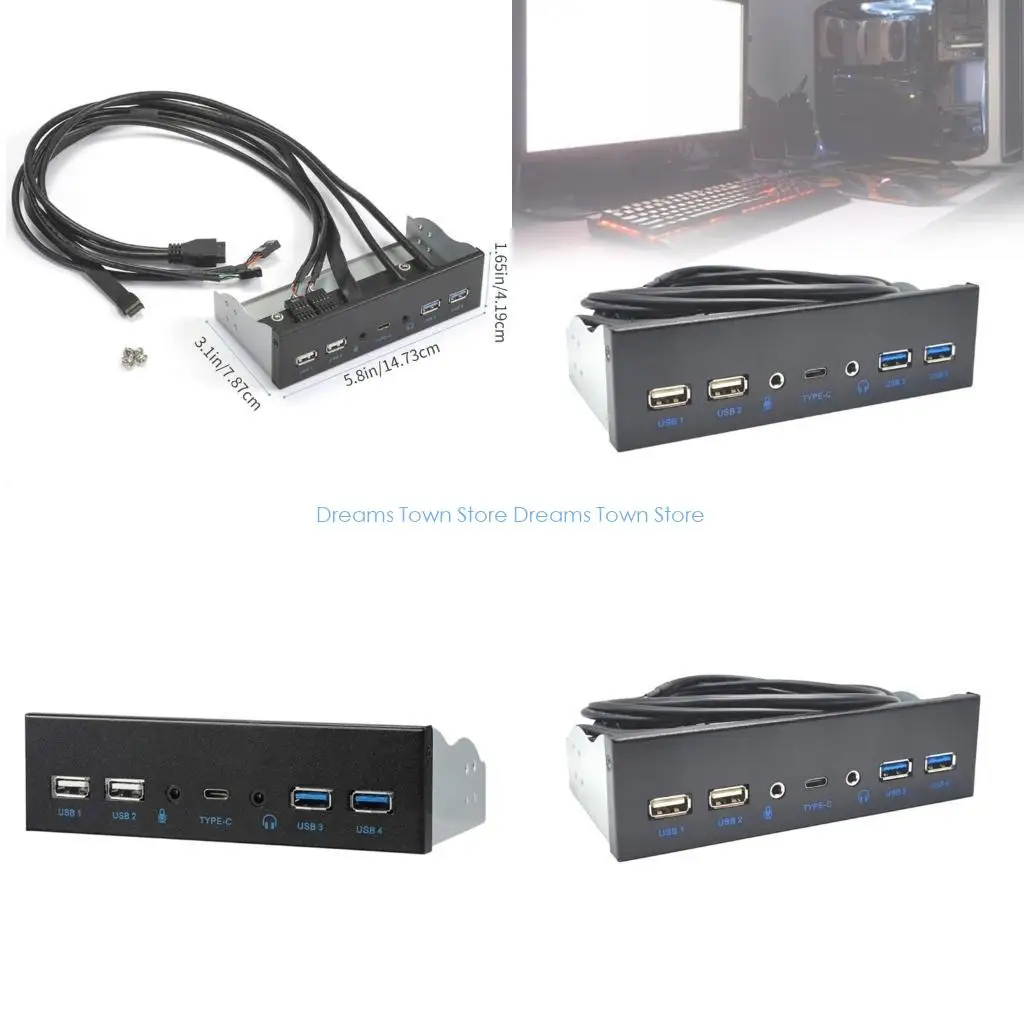 

HX6A USB3.0 Front Panel for Desktop 5.25" ROM Drive Bay USB3.0 19Pin USB2.0 3.5mm