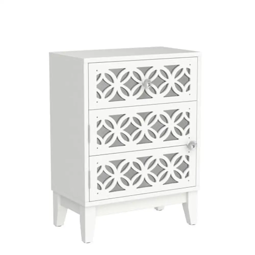 Espelho esculpido Nightstand com gavetas, madeira Display Stand, armário do quarto, sala de estar, glamour decoração, armários brancos