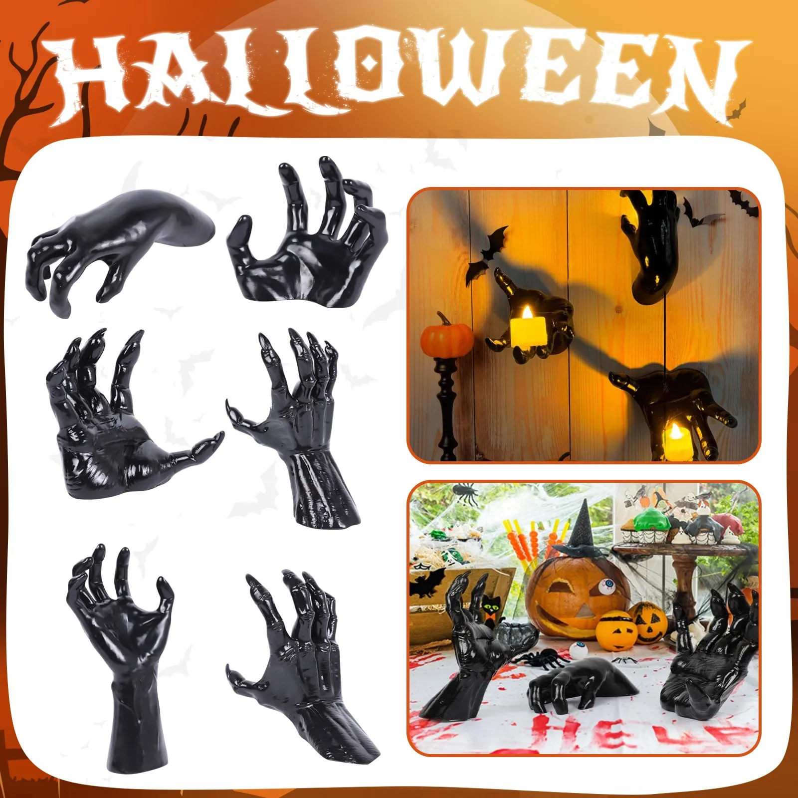 Halloween 3d Wall Hanging Figurines Decor Scary Hand Decorations Gothic Wall Hanging Art Sculptures Miniatures Decor