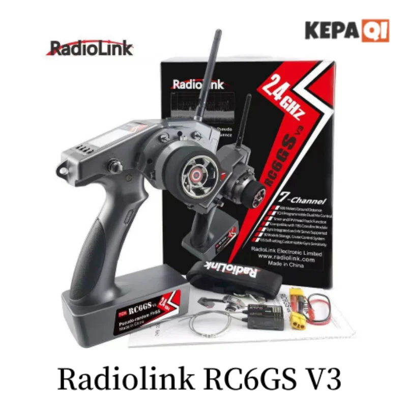 Radiolink-transmissor de rádio rc6gs v3, 7 canais, r7fg, r6fg, giroscópio telemetria, 600 metros lcd, para carro rc, barco, escalada