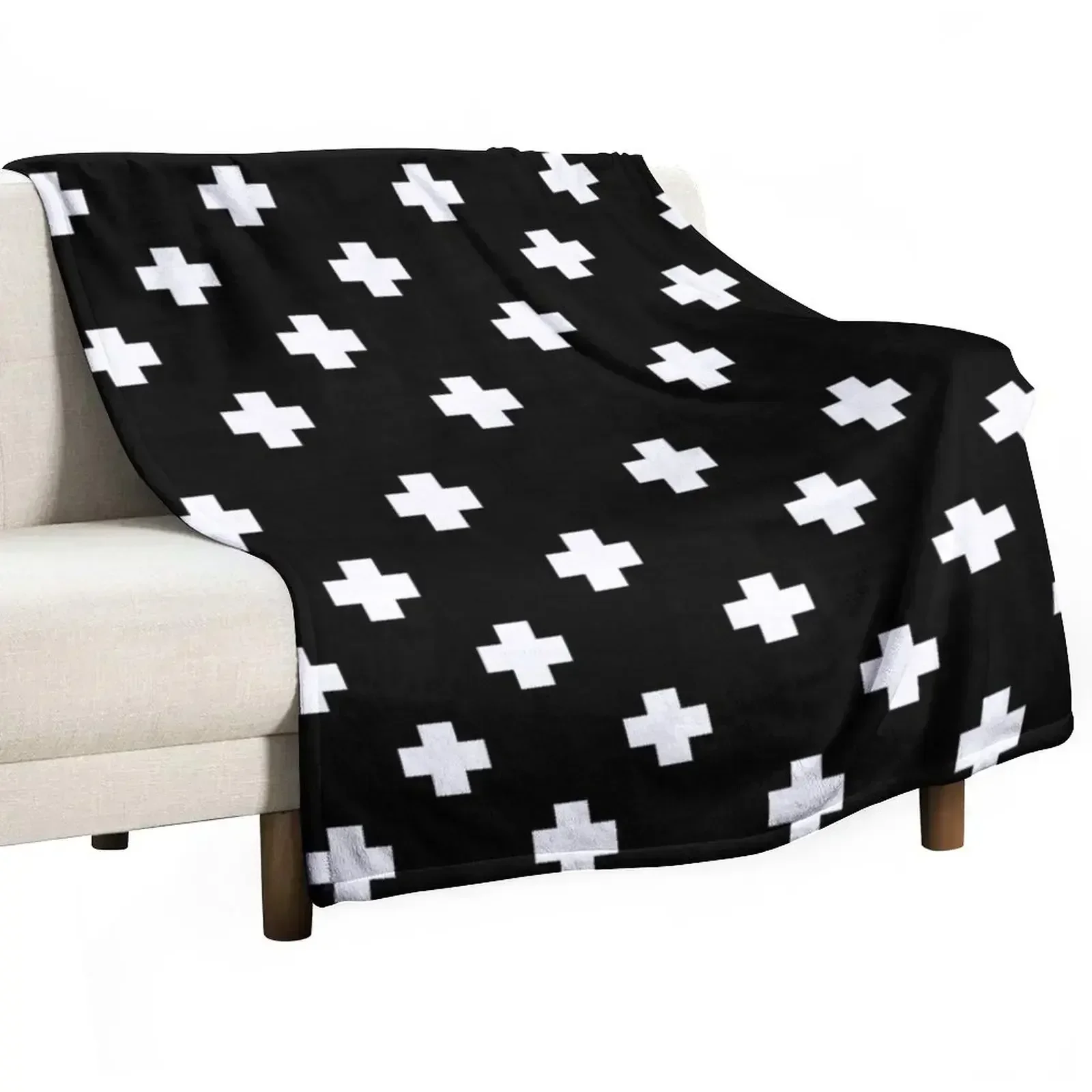 Swiss Cross Pattern Throw Blanket Hairy Fashion Sofas Large Retros anime Custom Blankets