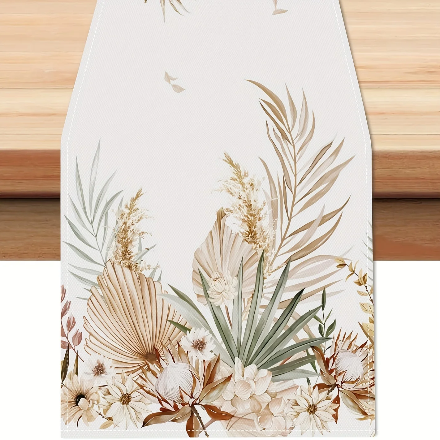 VIKAMA Winter Theme Pine Needle Branches Printed Table Runner Table Flag New Year Tablecloth Kitchen Dining Table Decor Home