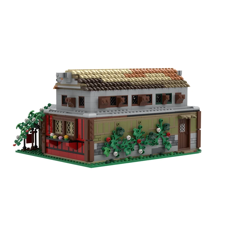 1363 pçs blocos vista de rua moc modular medieval hotel modelo diy criativo brinquedo das crianças presente natal blocos de construção