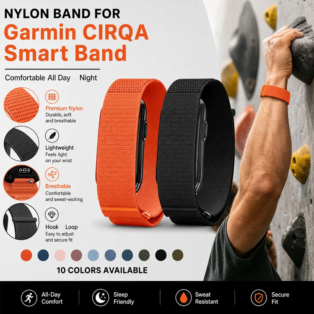 Soft Nylon Strap Band for Garmin CIRQA Smart Band Wristband Lightweight Adjustable Elastic Bracelet for Garmin Cirqa Accessories