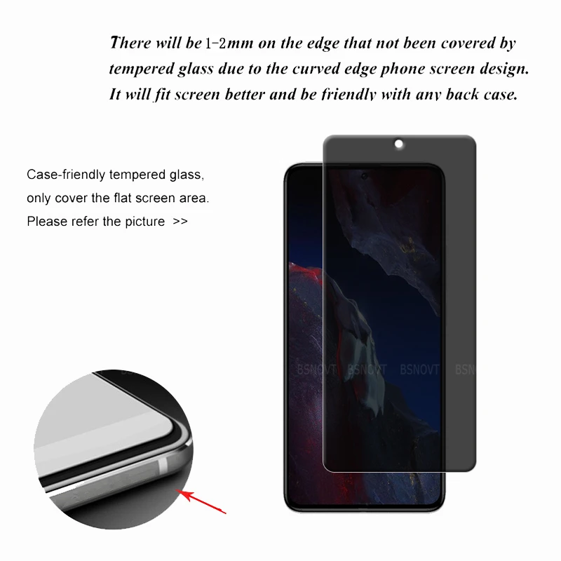 4/3/2/1Pcs For Poco F5 Pro Glass Xiaomi Poco F5 Pro Tempered Glass Protective Privacy Anti-Spy Glue Screen Protector Poco F5 Pro
