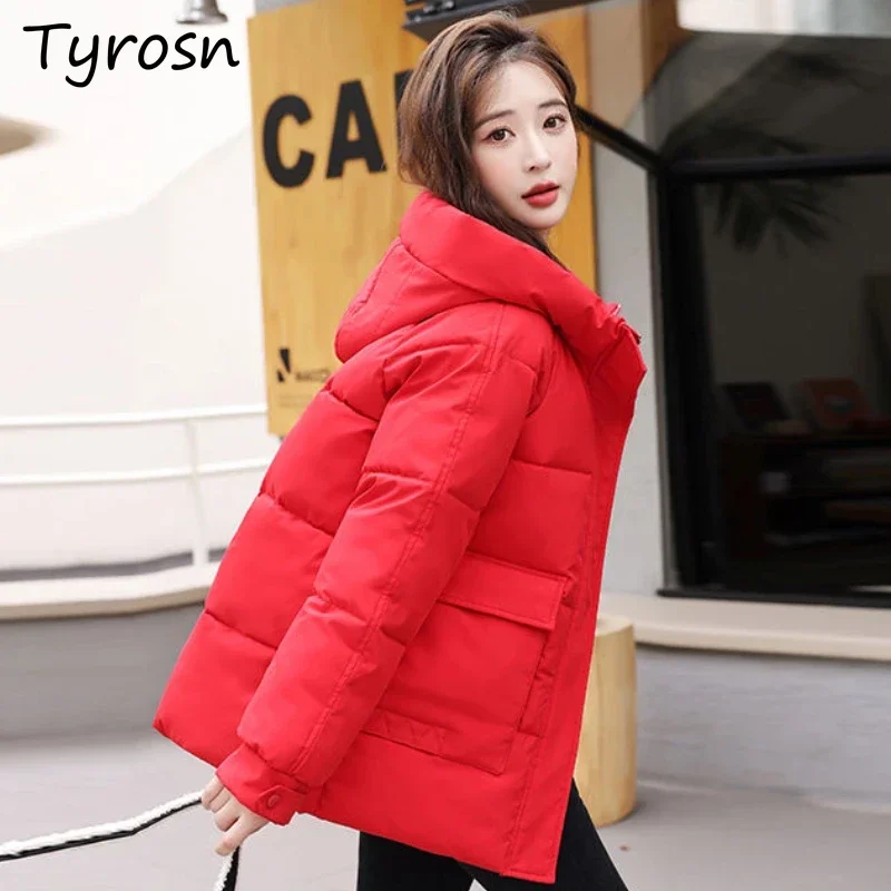 Hooded Parkas Women 5 Colors Fashion Ulzzang Warm Casual Solid Folds Temper High Street Pockets Daily Outwear All-match Clothing