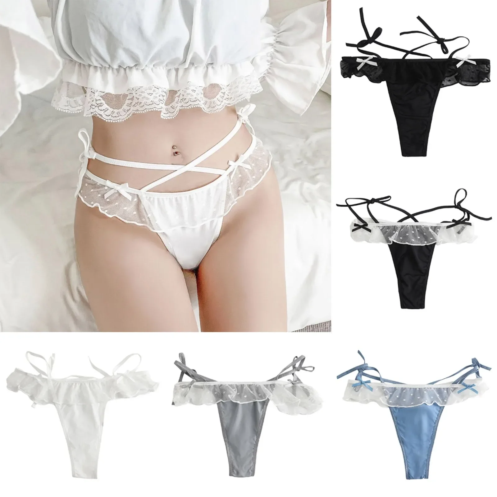 

Lace Seamless Female Underwear Super Elastic Girl Briefs Pure Breathable Underpants Knotted V-Waist Thongs Calzones Para Mujer