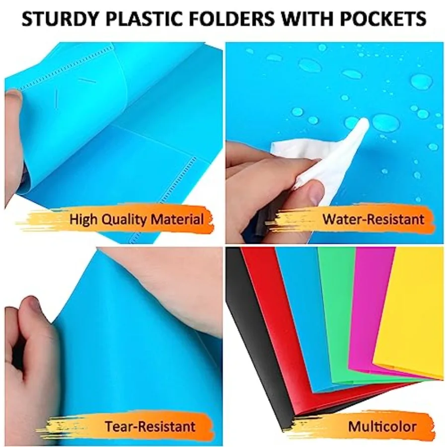 6-delige mappen met potten en visitekaartjeshouder Letter-formaat Gekleurde plastic potmappen voor documenten Archiefmappen voor school