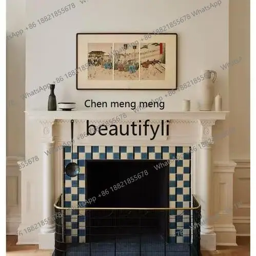 D178 Vintage Style Fireplace Mantel Retro French Entryway Cabinet Water Divider Cover American Style Fireplace Cabinet