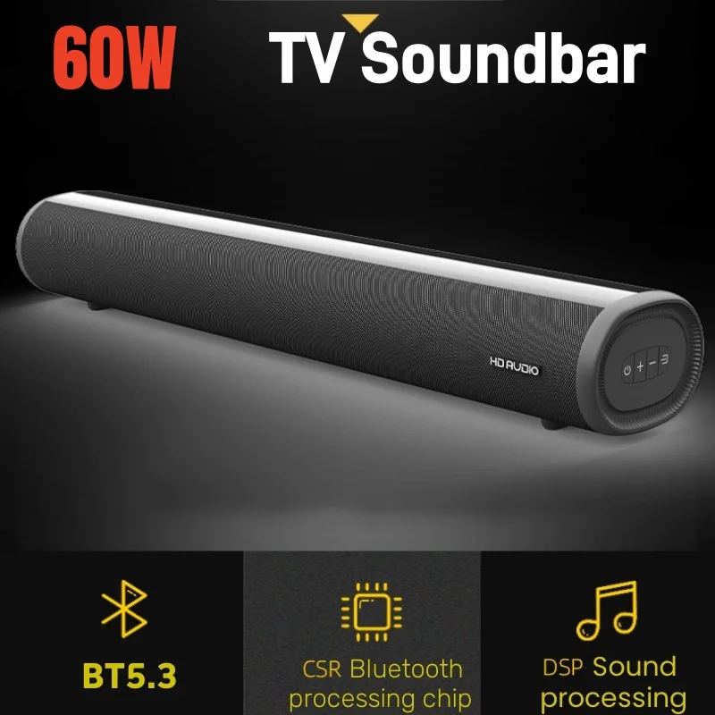 60W High Power HIFI Home Theater Speaker Bluetooth TV Soundbar Mini Sound Colunm Karaoke Sound Box TV Echo Wall Speaker New