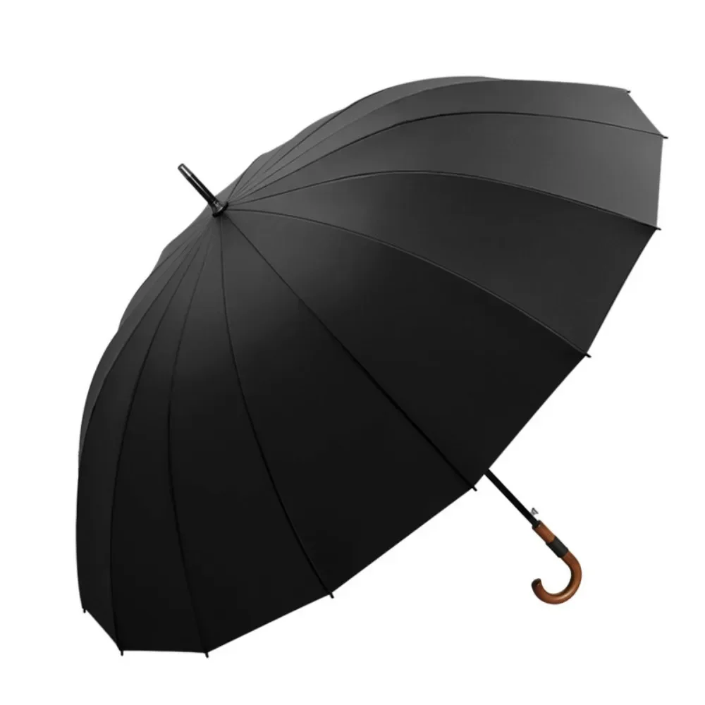 Windproof 16 Bones Umbrella Anti Fouling Long Handle Umbrella Whole Fiber Simple Wear Resistant and Anti Slip Business Umbrella