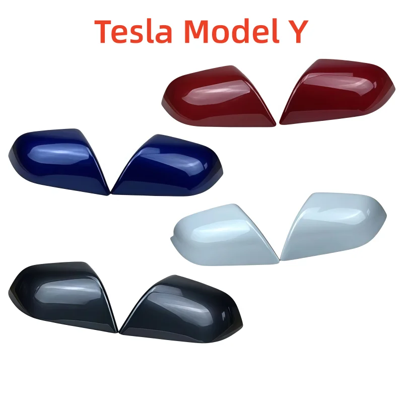 

For Tesla Model Y Car Rearview Mirror Cover Auto Exterior White Black Blue ABS Door Side Rear View Mirror Shell Cap Replacement
