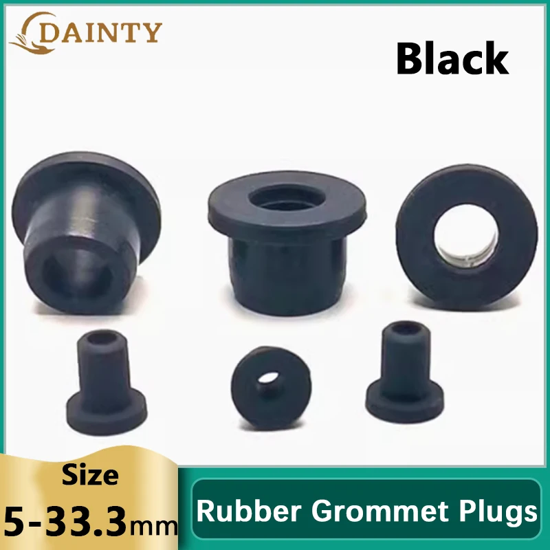 Black Silicone Hole Stopper Plugs Rubber Grommets Sealing Gasket 5~33.3mm For Cable Wire Protect Gaskets