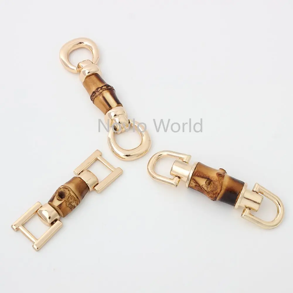 5-20-100 pieces 3 styles Real bamboo hanger connects handbags hand pull double round head bamboo buckles decoration