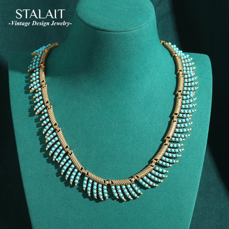 

Choker Necklaces Gothic Bohemian Jewelry Vintage Antique Collar Natural Stone Beads Tassel Blue Woman Accessories 2025 Trending