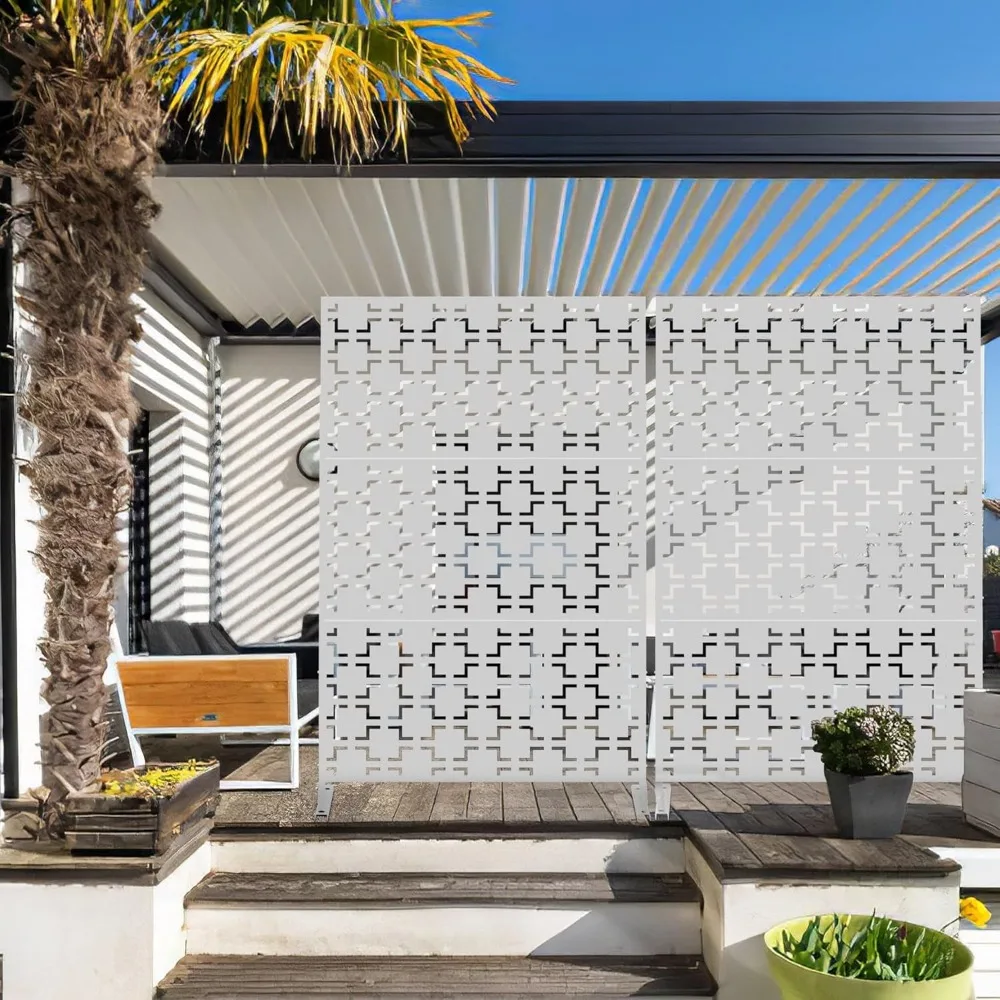 

4 ft. W X 6 ft. H Laser Cut Series Metal Privacy Screen White