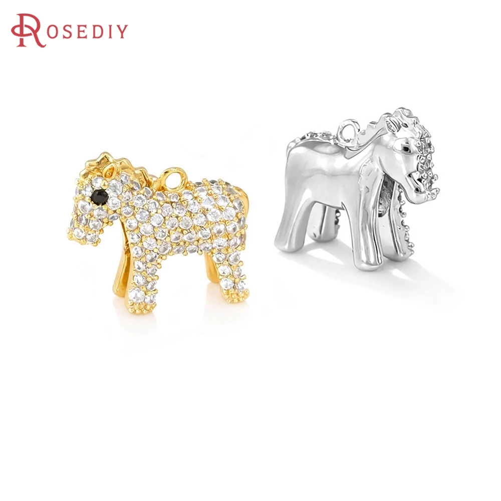 

2PCS 12x14MM 18K Gold Color Brass and Zircon Horse Charms Pendants High Quality Diy Necklace Earrings Jewelry Making Accessories