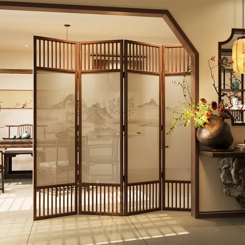 for Chinese Solid Wood Screen Partition Living Room Hotel Song Style Aesthetic Decoration Blocking Entrance Tea Room