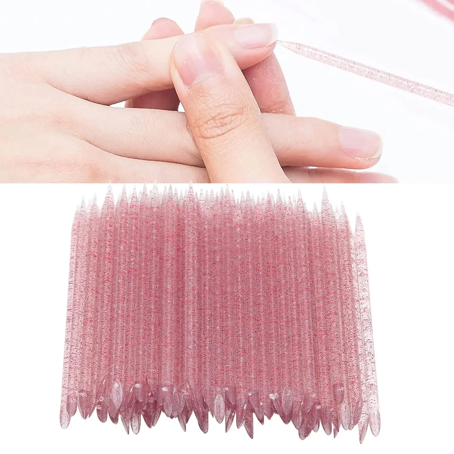 100PCS Disposable Double-head Crystal Cuticle Pusher Nail Stick Cuticle Pusher bulk Double Sided Cleaning Cuticle Stick For Gift