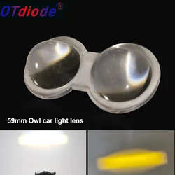 LED Lens 59*29mm Owl Headlight Lens Motorcycle Electric Vehicle Lamp Projector Dual Light LED Acrylic Lens Spot Lens DIY