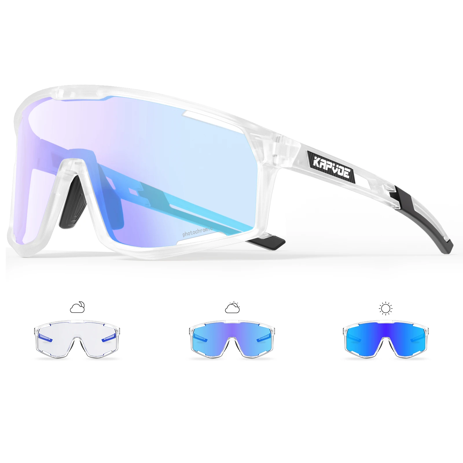 Kapvoe Outdoor Photochrome Radfahren Sonnenbrille Fahrrad Radfahren Gläser Männer Frauen Rennrad UV400 Brille Berg Sport Brillen 3