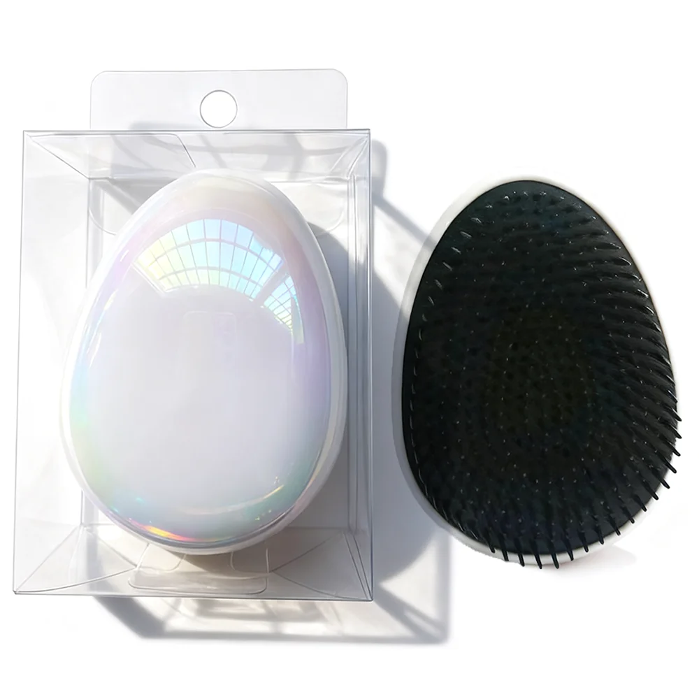 

Glitter Marbling Egg Shape Anti-Static Straight Hair Brush Smoothing Hair Comb with Massage Features for Tangle-Free Hair Care
