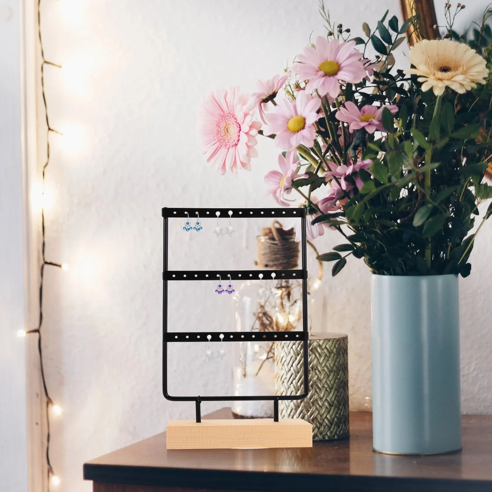 

Earrings Display Rack Storage Desktop Stand Jewelry Coat Hanger Holder Travel for Women