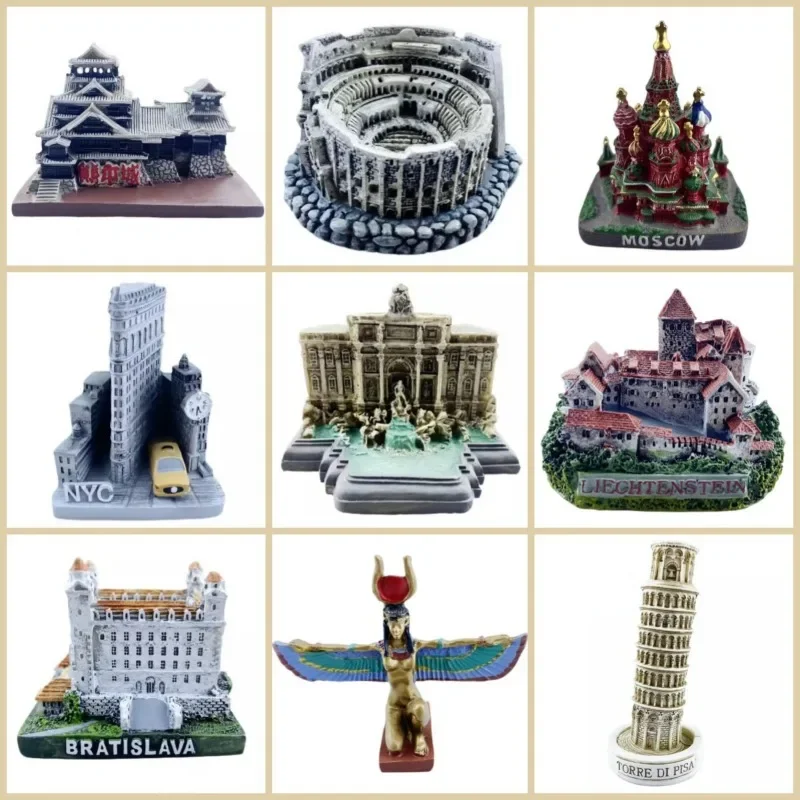 Fontana di Trevi Model Kumamoto Castle Figurines Liechtenstein Mont-Saint-Michel Edingburgh Castle Miniatures Gifts Souvenirs