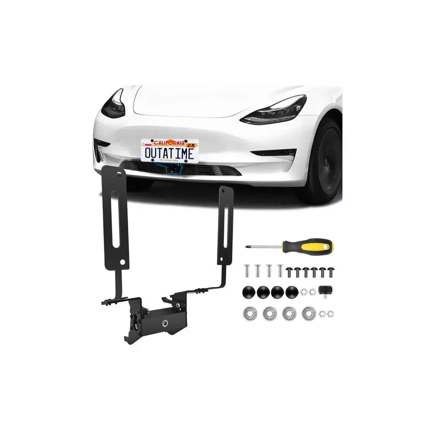 

Tesla Model Y Juniper Front License Plate Holder No Drill Lockable License Plate Bracket Mount AntiTheft No Block Camera Visibil