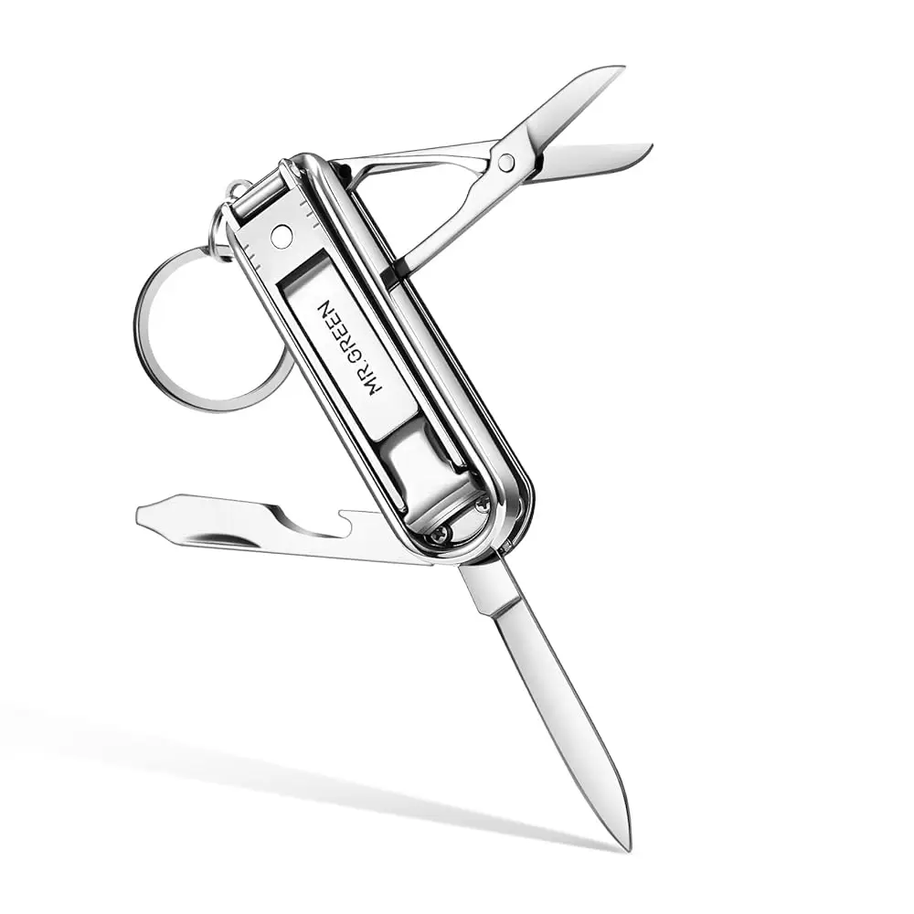 

Многофункциональные кусачки для ногтей из нержавеющей стали, 6 функций: кусачки для ногтей, пилочки, маленький нож, ножницы (маленькие)