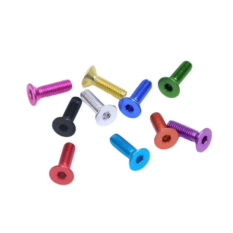 30pcs Aluminum Flat Hex Screw M3*6/8/10mm Colourful Aluminum Hex Hexagon Countersunk Socket Head Screw Allen Bolts
