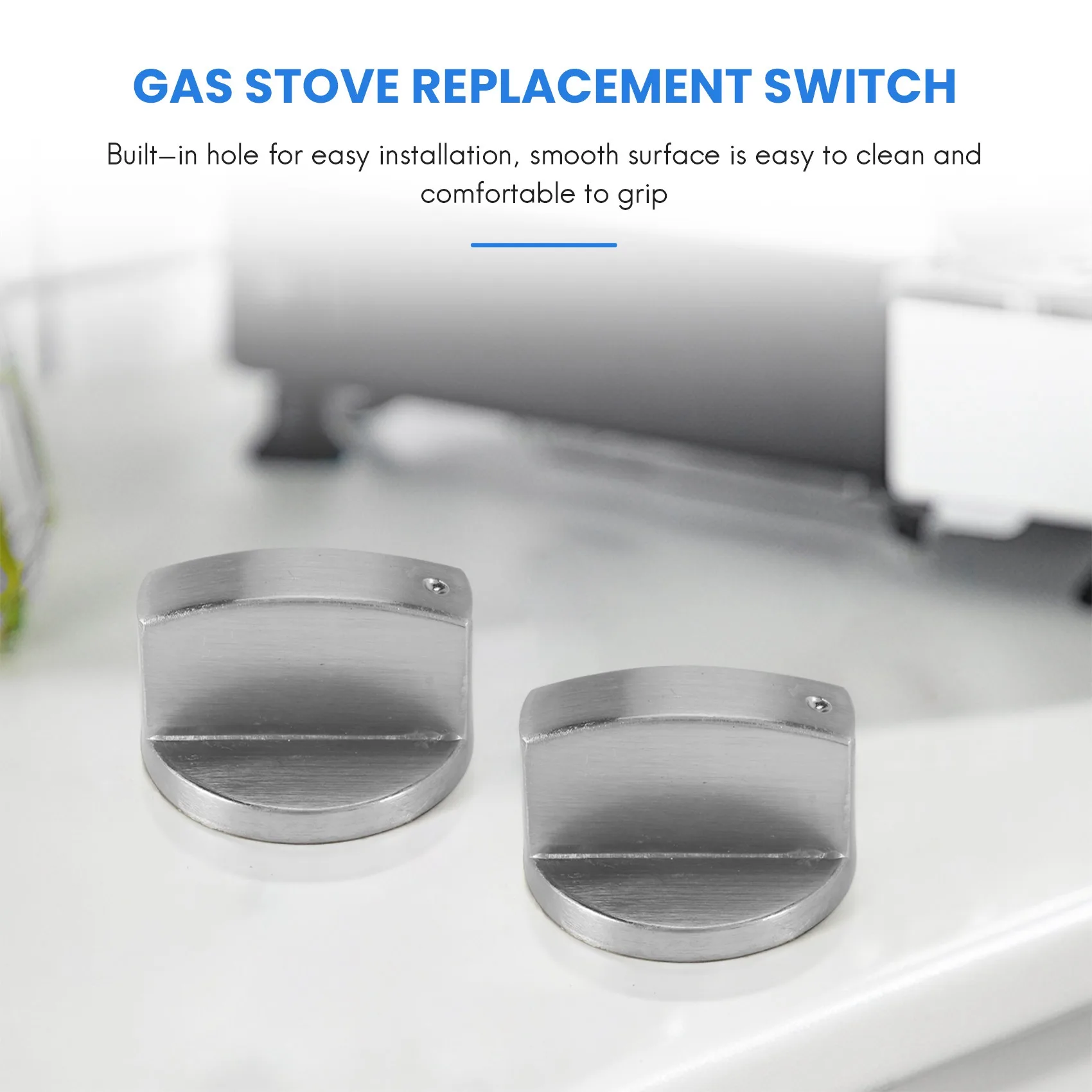 AS63-Brushed Metal Gas Stove Knobs Cooker Control Switch Range Oven Knobs Cooktop Burner Knob Gas Hob Switch Kitchen Replacement