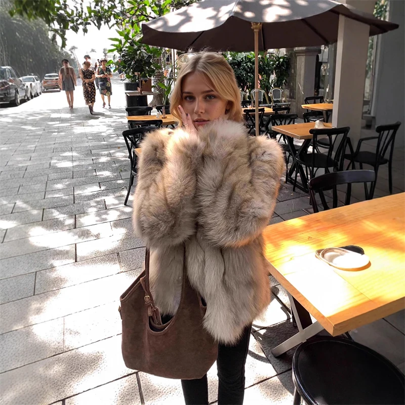 모조 여우털 코트 여성용 스탠드 칼라 짧은 털 재킷 추위 방한 루즈핏 여성 코트 긴 소매 포켓 아우터 탑스 트렌디