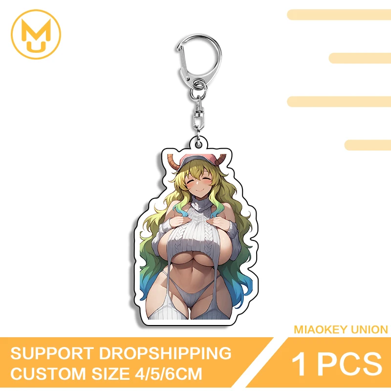 Fashion Alluring Waifu Lucoa Big Breasts Attractive Artistic Double Sided Key Chains Adorable Charming Versatile Jewelry